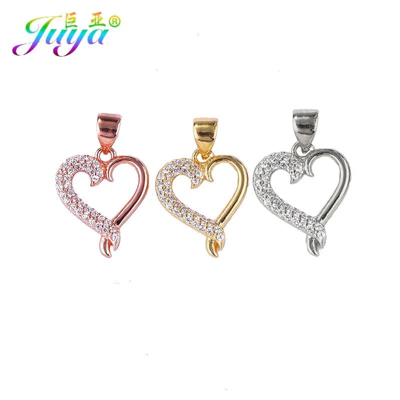 Juya Micro Pave Циркон золото/серебро/розовое золото Любовь Подвеска в виде сердца поставки для женщин модные ювелирные изделия