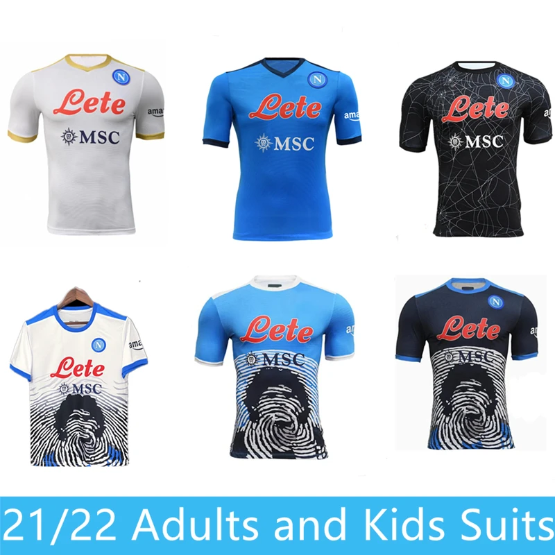 

Napoli 2021 2022 MARADONA Commemorative Edition Soccer Jersey INSIGNE LOZANO Home and Away Naples Adults And Kids Football Shirt