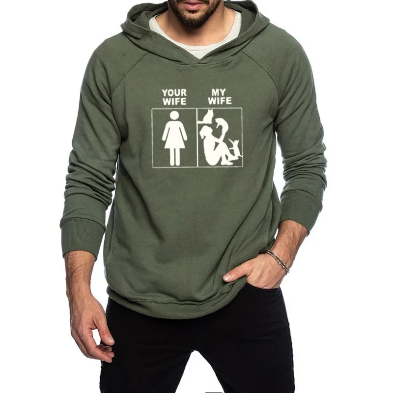 

Толстовка мужская с круглым вырезом и принтом «Ваша жена»