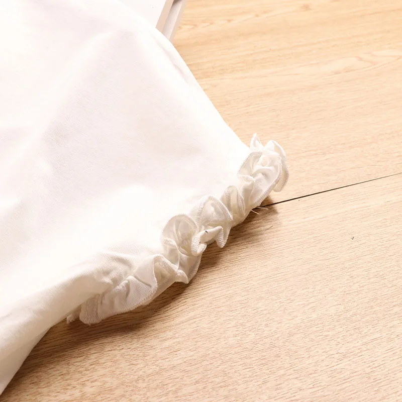 Модный летний комплект одежды для девочек белая рубашка с рукавами летучая мышь