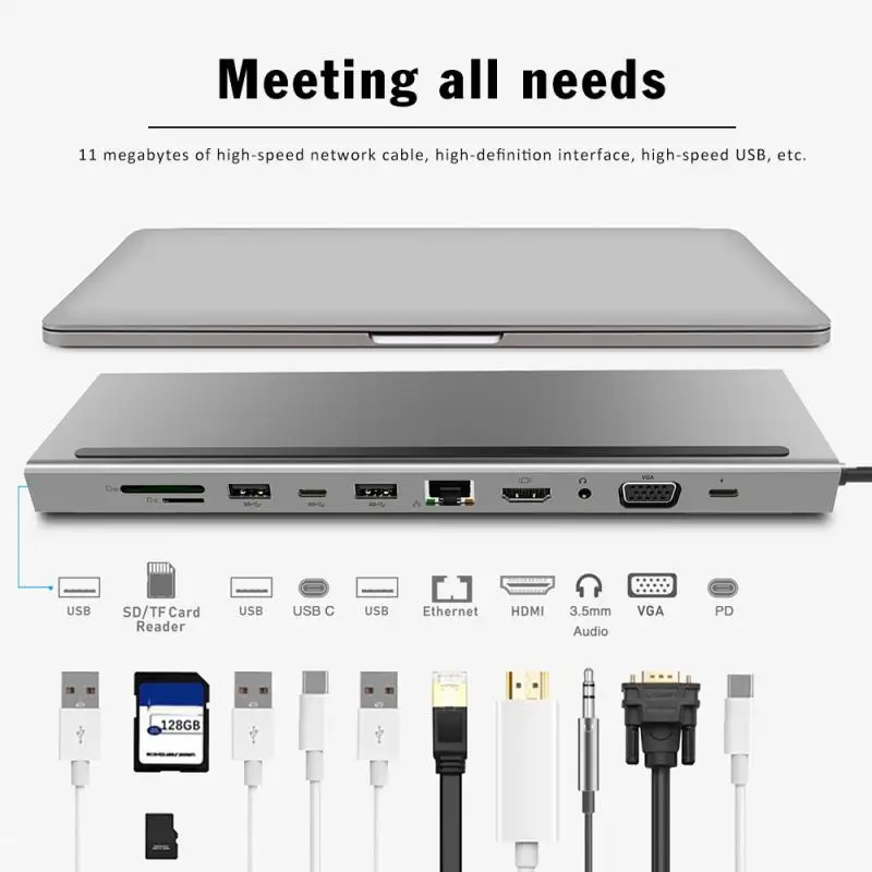 

Док-станция usb-c/USB 3,0, HDMI, 11 в 1, для ноутбуков, настольных ПК