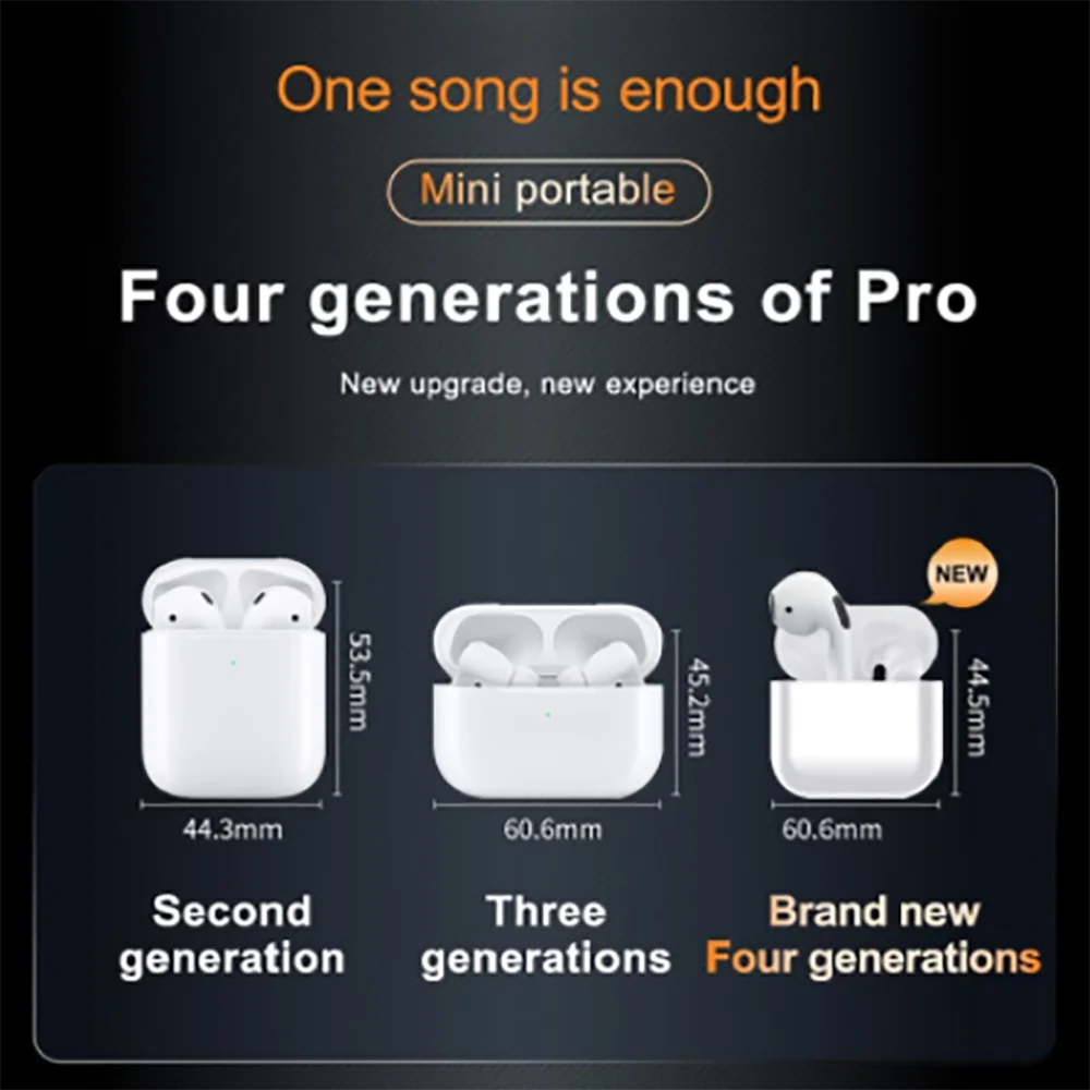 Pro 4 Bluetooth Headphones Wireless Headset Origianl Mini Earbuds Stereo For Airpoddings Noise Cancelling Apple Xiaomi | Электроника