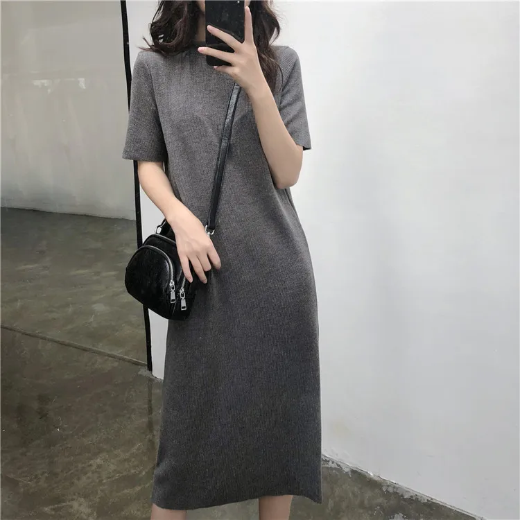 Облегающее платье-футболка женское летнее облегающее повседневное длинное