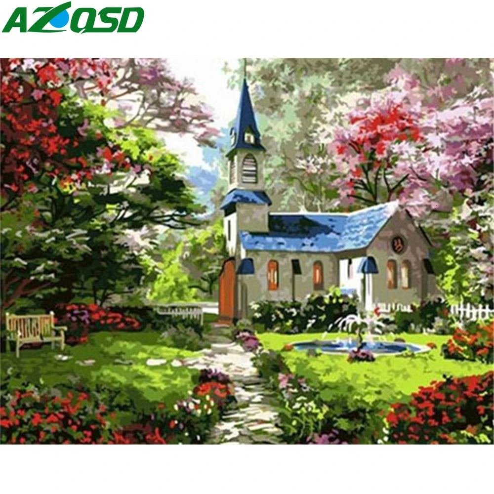 AZQSD DIY Краска по номерам полный набор масляная краска холст для дома 50x40 см