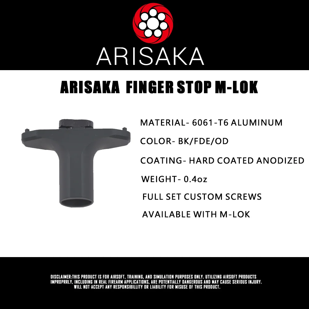 

ARISAKA Tactical Metal Finger Stop Front Grip M-Lok Hunting Accessories For AirSoft AEG GBB AR15 M4 Weapon Mlok rails Handguard