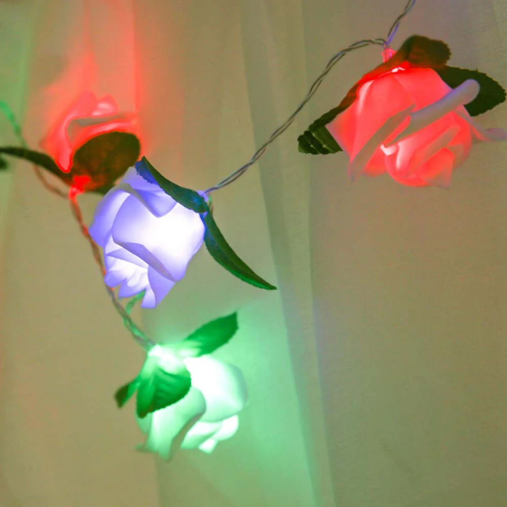 20LED на батарейках Роза цепочка цветов сказочные огни для свадьбы дома День рождения День Святого Валентина вечерние гирлянды Декор Luminaria