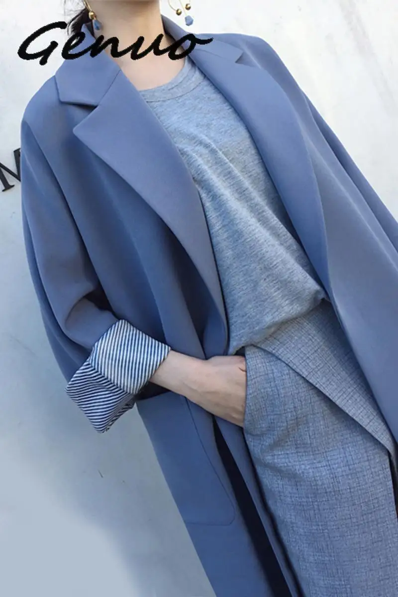 

Genuo New 2019 Autumn New High Fashion Brand Woman Classic Trench Coat Waterproof Raincoat Business Outerwear