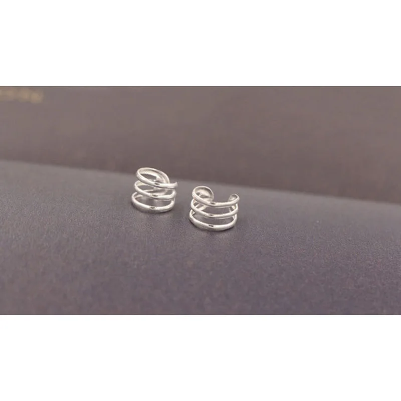 Серьги-Клипсы из стерлингового серебра 925 пробы без пирсинга многослойные серьги