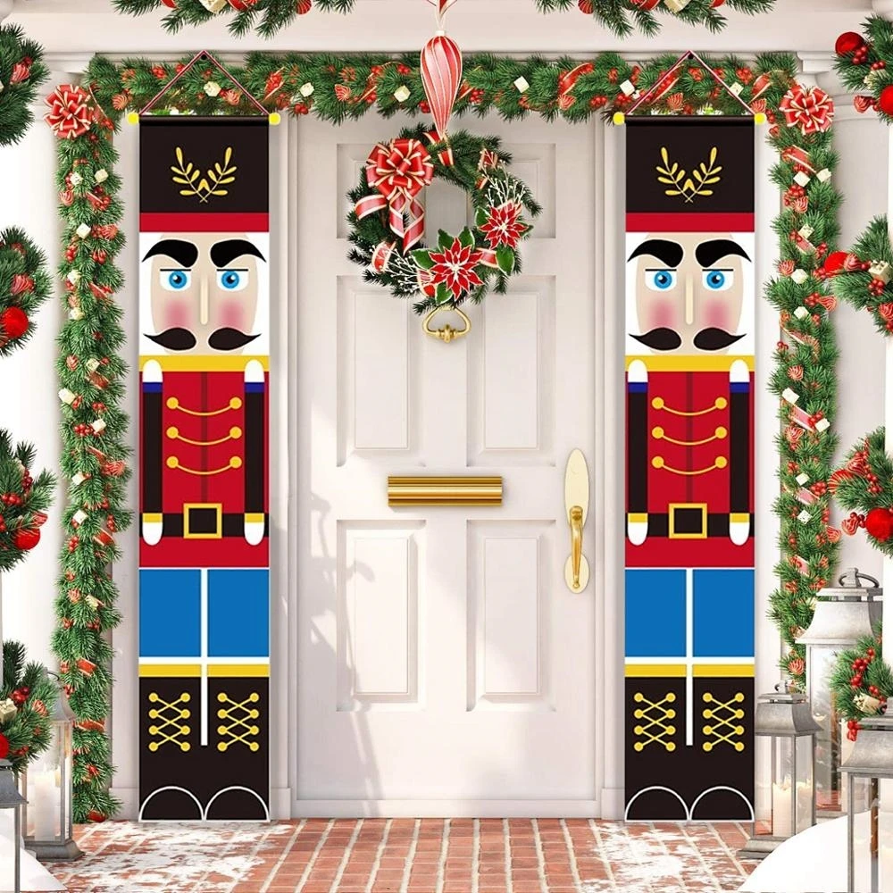 

Nutcracker Soldier Christmas Banner Couplet Decor For Home For Holiday Merry Christmas Door Decor Happy New Year