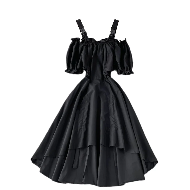 

Fashion Girls Summer Bohemian Beach Dress Women's New Super Fairy Irregular Off Shoulder Spaghetti Strap Dresses