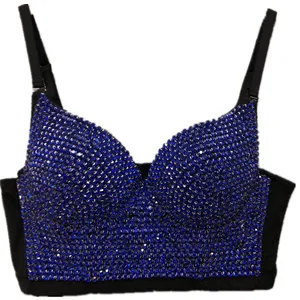 2020 Новый Для женщин бюстгальтер укороченный топ размера плюс Стразы бисера Бюстье жемчуг алмаз Push Up ночной клуб Bralette