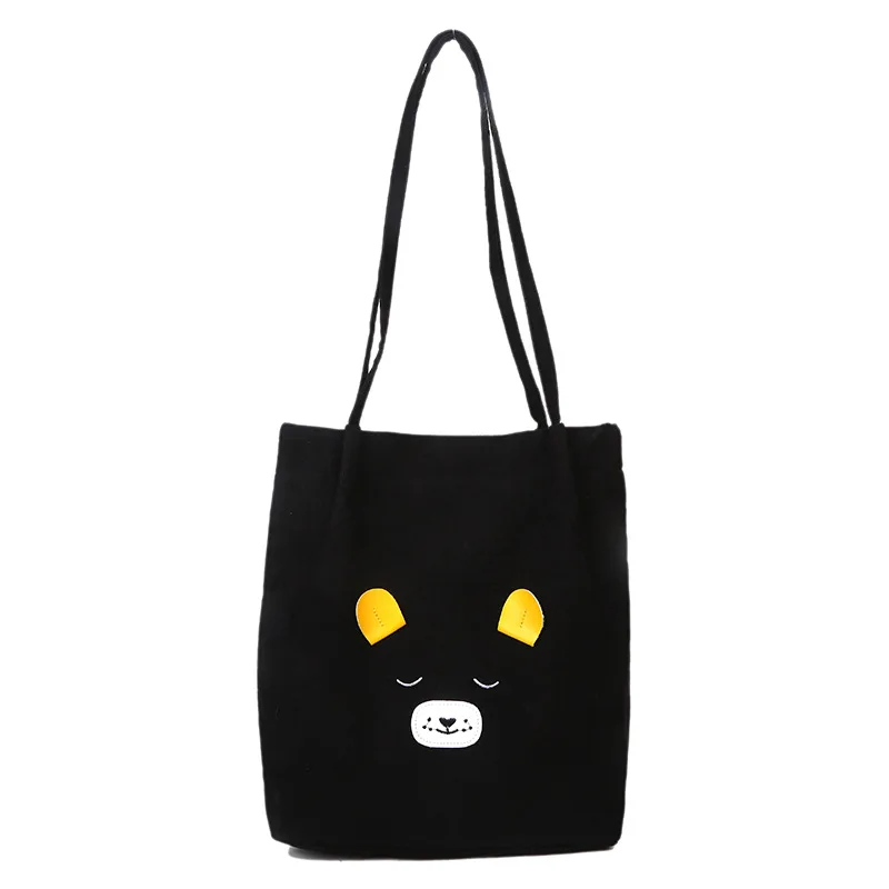 

Cute handbag female cartoon embroidery shoulder bag handbag corduroy student art bag