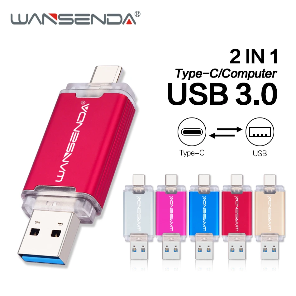 

WANSENDA OTG Type-C USB 3.0 USB Flash drives 512GB 256GB 128GB 64GB 32GB 16GB Pen Drive for Android/PC Pendrive Memory Stick