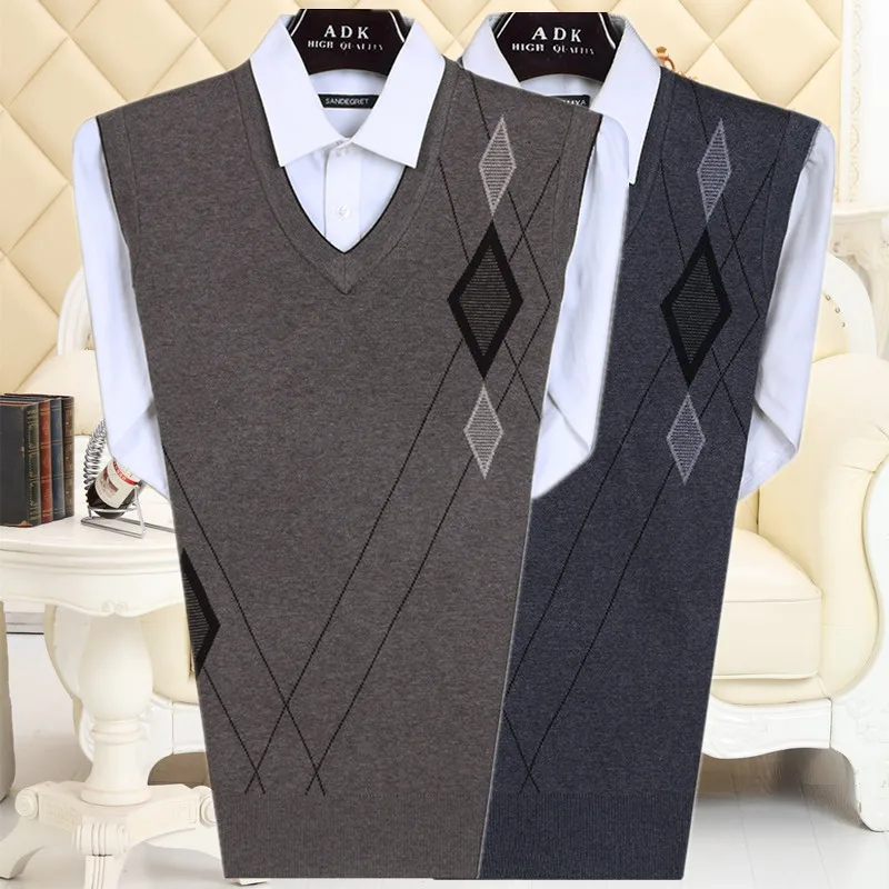 Жилет Мужской трикотажный без рукавов повседневный жилет с V-образным вырезом