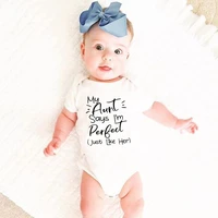 tiny casual summer 2020 white my aunt says im perfect letter print newborn bodysuits summer auntie baby clothes