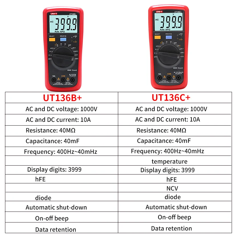 UNI-T UT136C+ high precision digital multimeter AC and DC voltage current ohm diode frequency automatic range UT136B+ | Инструменты