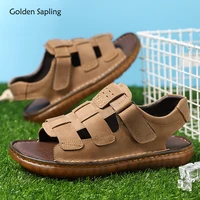golden sapling classic mens sandals genuine leather casual shoes breathable summer footwear retro fashion leisure sandals men