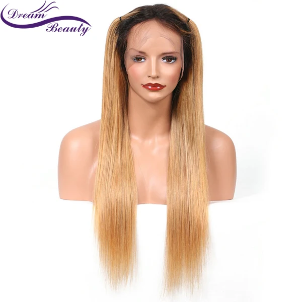 Dream Красота волосы Remy Предварительно человеческие волосы 13x6 синтетические волосы на кружеве парики прямые волосы с детскими волосами для Для женщин Выбеленные узлы