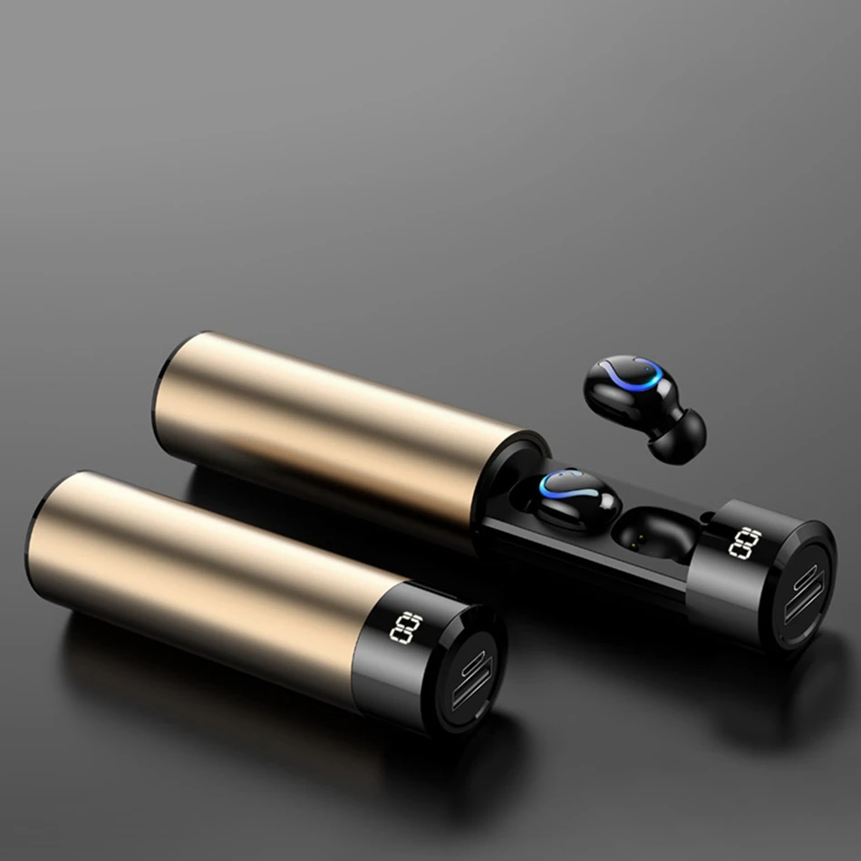 Gold Sport Headset TWS настоящие беспроводные наушники HiFi Bluetooth наушники 6D шумоподавление Музыкальная гарнитура с светодиодный дисплей Беспроводная bluetooth-гарнитура - Цвет: Gold Sport Headset