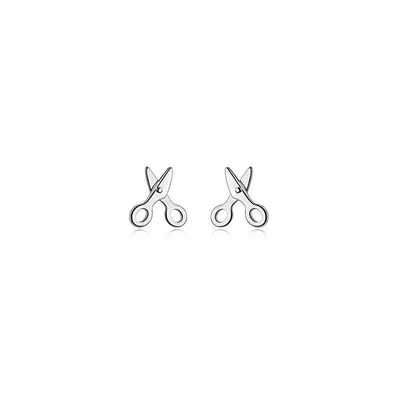 Серьги гвоздики в виде серебряных ножниц GTLE520|jewelry box earrings|earrings jewelry standearrings chinese |