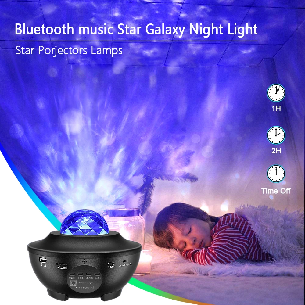 

Star Galaxy Projector Ninght Light LED Colorful Starry Porjectors Lamps Bluetooth Music Player For Bedroom Decoration Gifts
