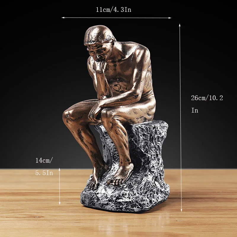 

26cm Resin Thinker Statue Home Decoration Crafts European Style Interior Figurines Art Office Ornaments Retro Souvenir
