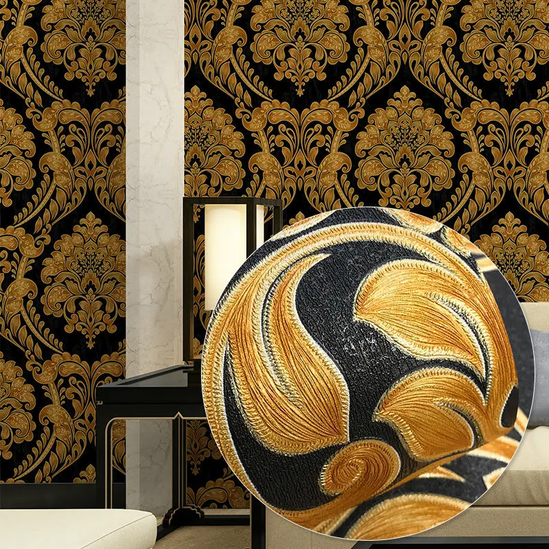 

Dimensional European wallpaper 3d luxury Damascus non-woven wallpapers bedroom living room TV background wall papers home decor