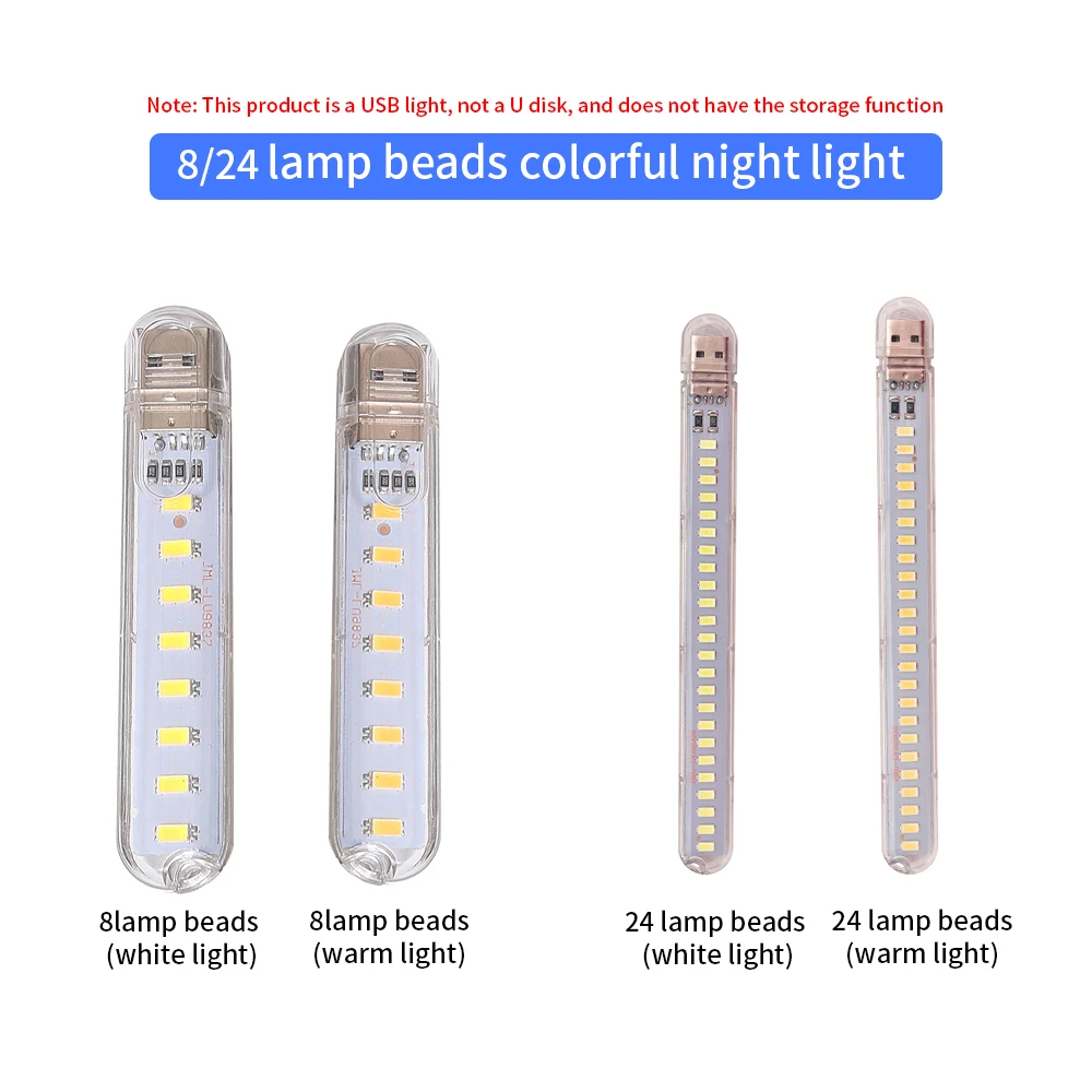 

Mini Portable 8/24 USB Light 4W/12W White/Warm 5730 Table Desk Lamp Book Flashlight Night Light For Power Bank Laptop Camping
