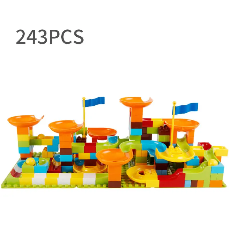 243pcs 56-243 шт мраморный гоночный лабиринт, Шариковая дорожка строительные блоки большого размера джунгли Приключения Строительные кирпичи совместимые игрушки для детей - Цвет: 243pcs