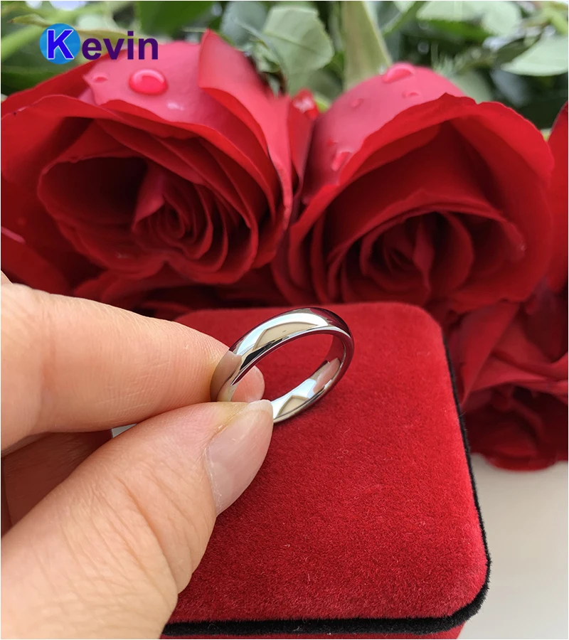 Женское Обручальное кольцо из вольфрама 4 мм с высокой полировкой и удобной