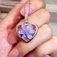 new 925 silver inlaid natural opal pendant can be used as a sweater chain colorful new year gift