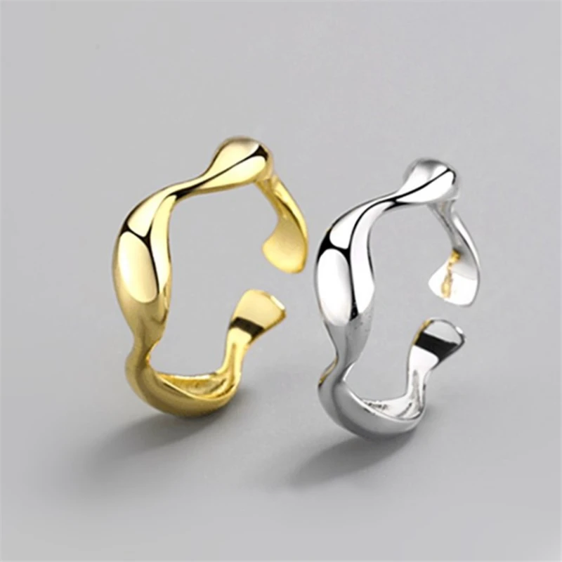 2020 Новое поступление Простое 14K Золотое волнистое кольцо из стерлингового