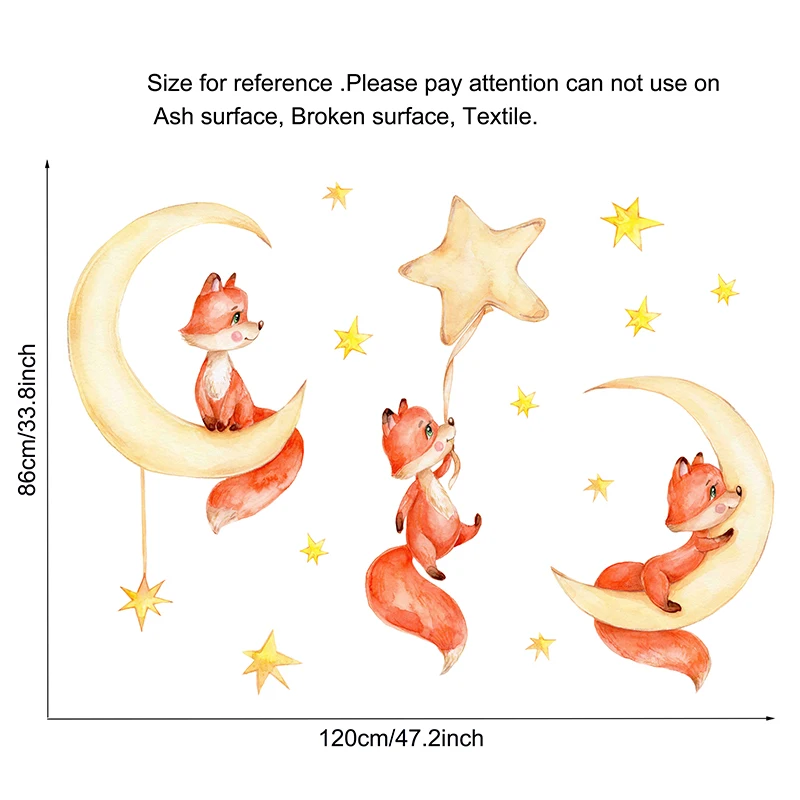 Мультяшные Лунные звезды Животные наклейки на стену для детской комнаты детская