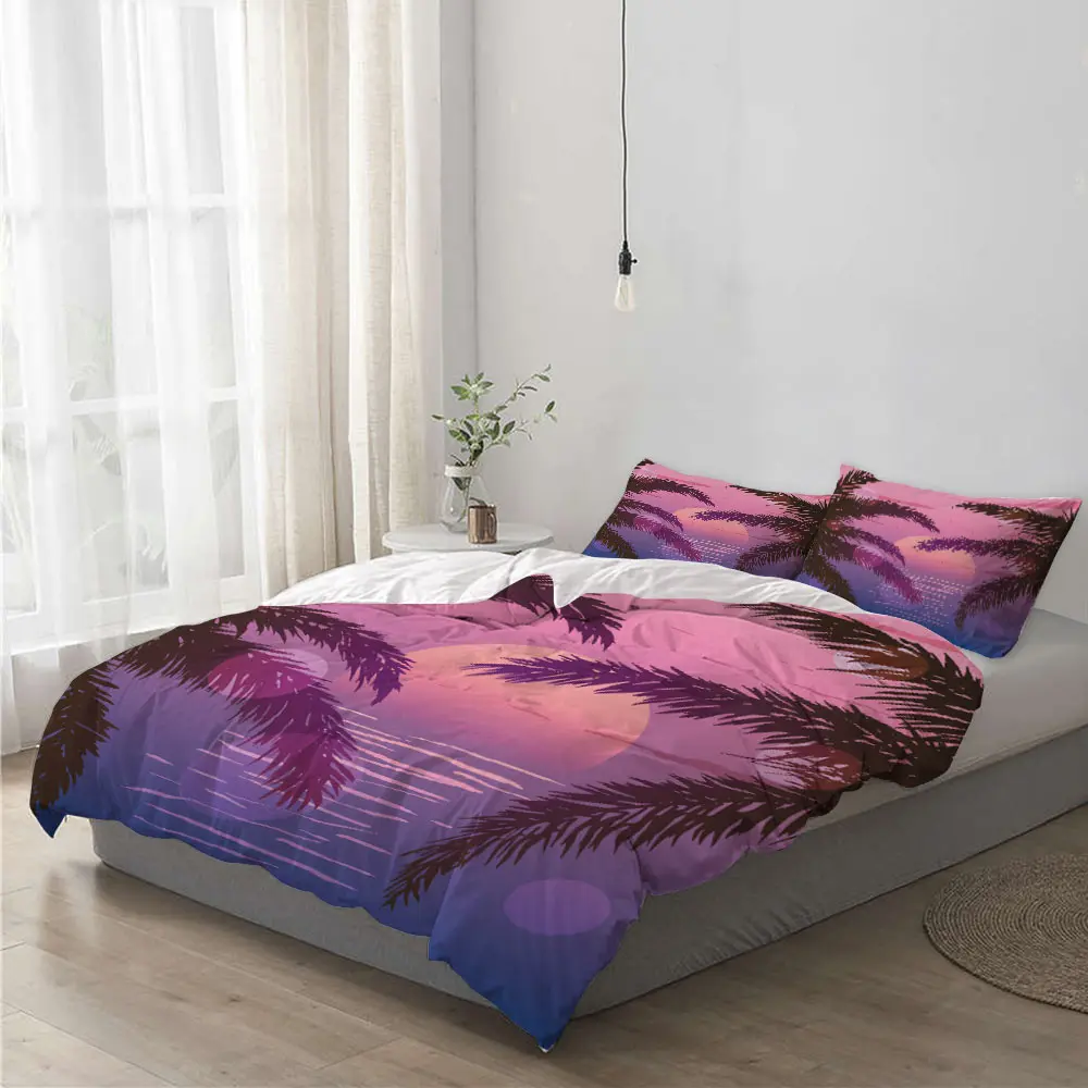 Silstar Tex Colorful Palm Double Bedding Set New Linen Sheets Sets Nordic Cover Duver Pillowcase Bedroom | Дом и сад