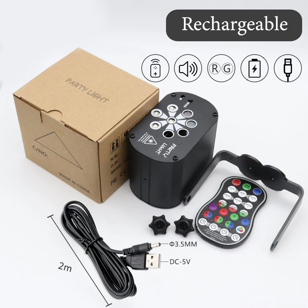 

Led Laser Projector Lights USB Rechargeable Voice Control Stage Lighting Effect Red Blue Green Lamp DJ Disco Party Light