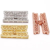 1pcs high quality 18x36mm 18k gold filled clear cz micro pave 4strand clasp for jewelry making