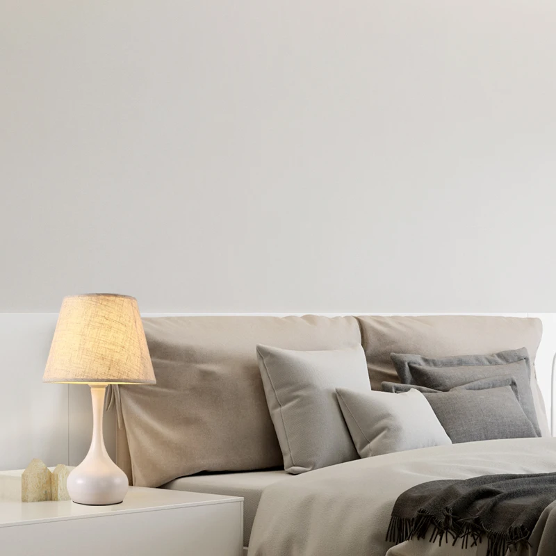 Современная Минималистичная настольная лампа для спальни белая прикроватная