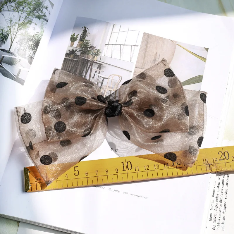 

2021 Sweet Polka Dot Mesh Bow Barrette For Woman Girls Hairpin Spring Clip Retro Chiffon Hairgrips Hair Accessories Headwear