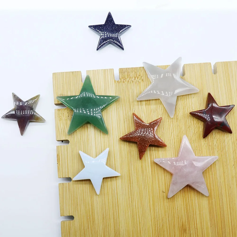Healing Crystal Stars Handmade Craved Palm Worry Stone Chakra Reiki Balancing Charms Ornaments Display 32/45 for Jewelry Making