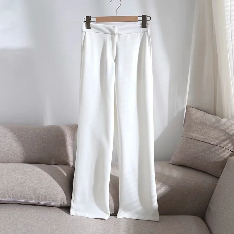 

Withered England Style Office Lady Solid Fashion White Casual Suits Pants Women Pantalones Mujer Pantalon Femme Trousers Women