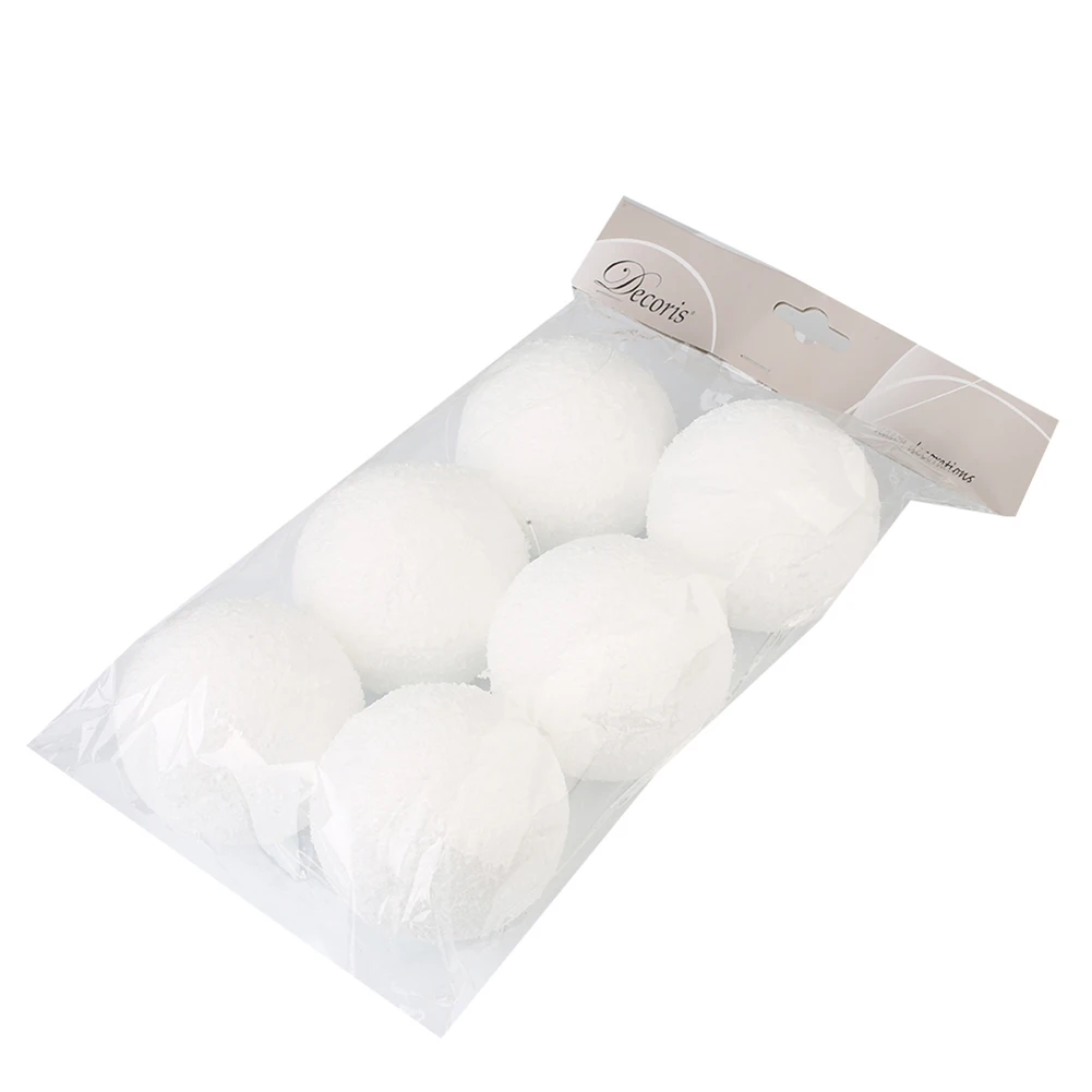 8cm 6 pcs Висячие шары из пенопласта, белые вечерние, романтические, Рождественский Снежный шар, 1 сумка, кулон, предмет интерьера, украшение, праздничный инструмент, подарок на рождественскую елку - Цвет: 8cm 6 pcs