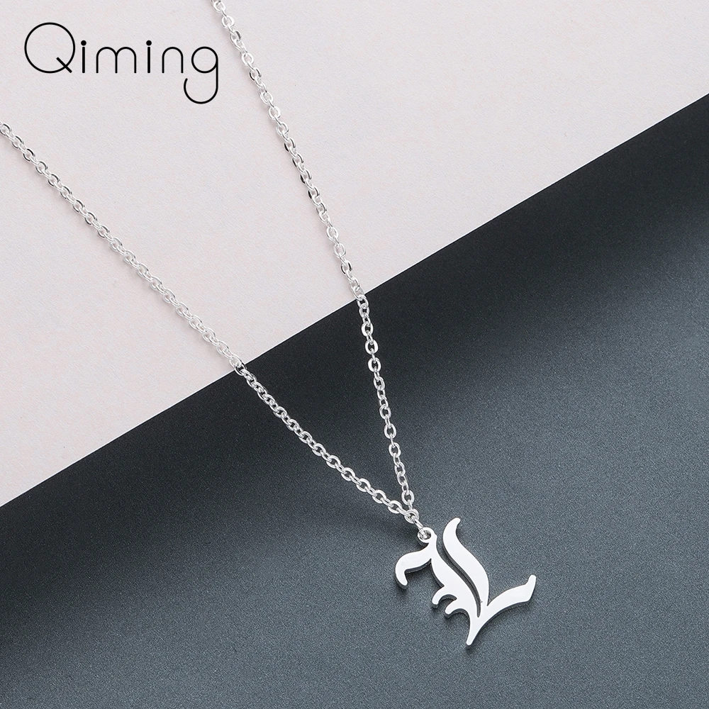 Мужское и женское ожерелье с 26 буквами из нержавеющей стали золотыми L цепочкой