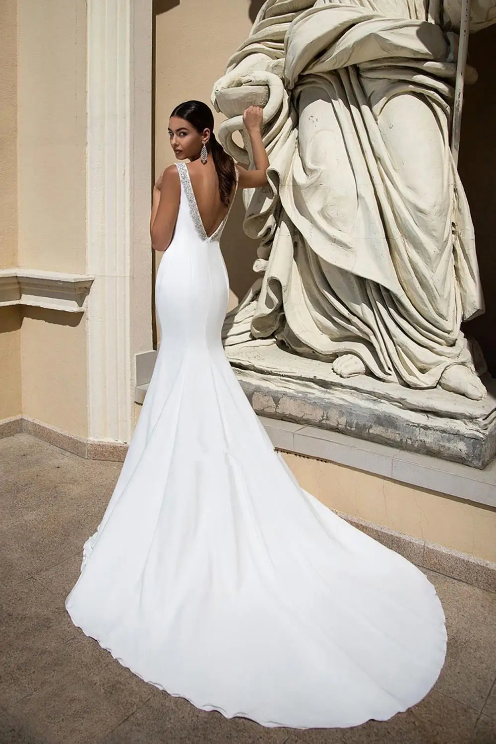 Новые Модные свадебные платья Русалочки с открытой спиной 2019 длинные бусинами