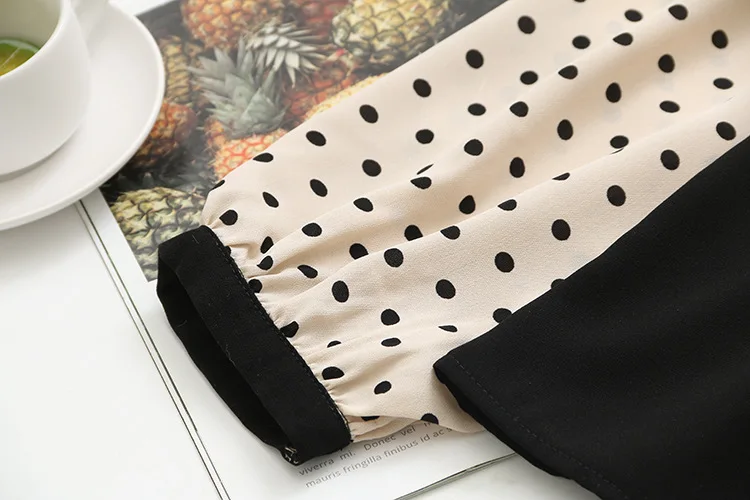 

New 2021 Ladies Spring Autumn Plus Size Tops For Women Large Blouse Long Sleeve Loose Casual Dot Chiffon Shirt 3XL 4XL 5XL 6XL