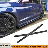 for audi a3 s3 rs3 carbon fiber side skirts bumper extension body kits side blade door aprons protecter 2014 2020