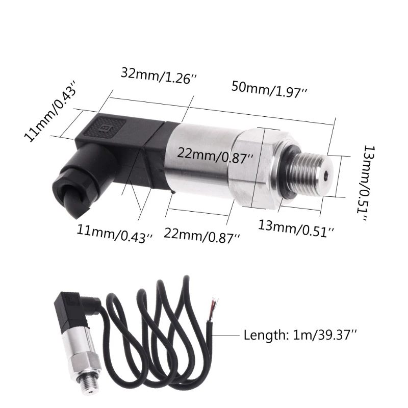 

Pressure Transmitter Pressure Transducer Sensor 0-10bar 9-32VDC G1/4 4-20mA 0.5%