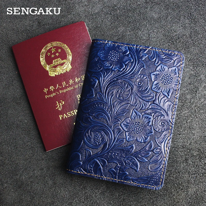 Handmade Genuine Leather Business Passport Covers Men Women  Multi-function Credit Card Slots purse Wallet Case Travel