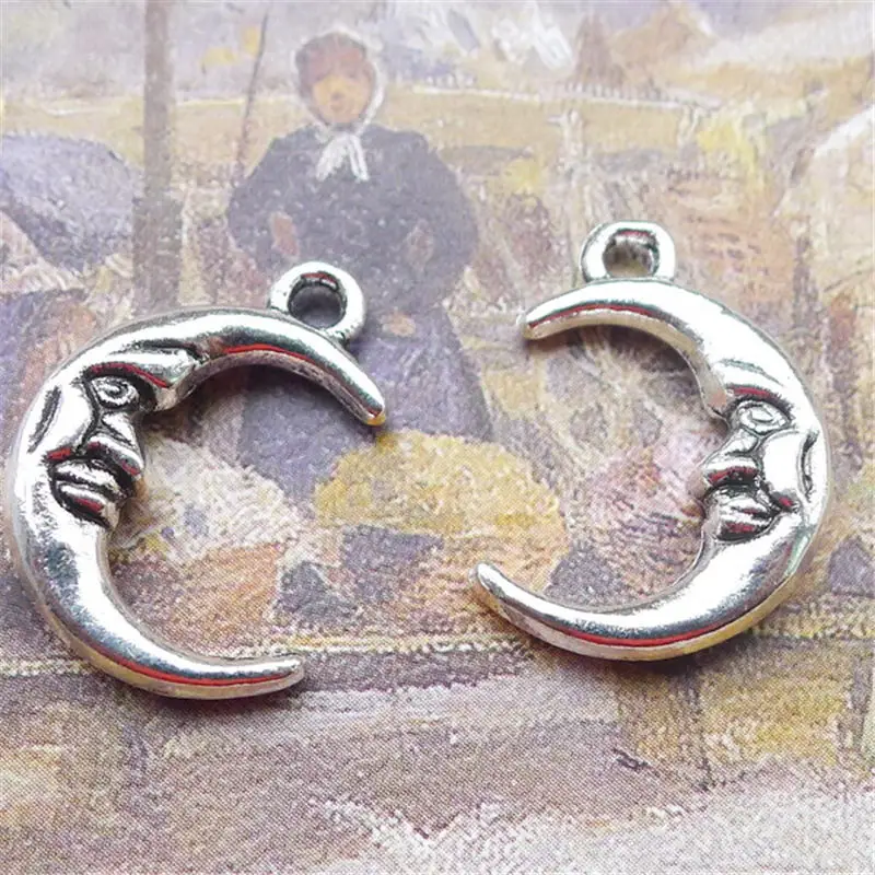 

New Moon Face Charm Pendants Jewelry Making Finding DIY Bracelet Necklace Earring Accessories Handmade 5pcs