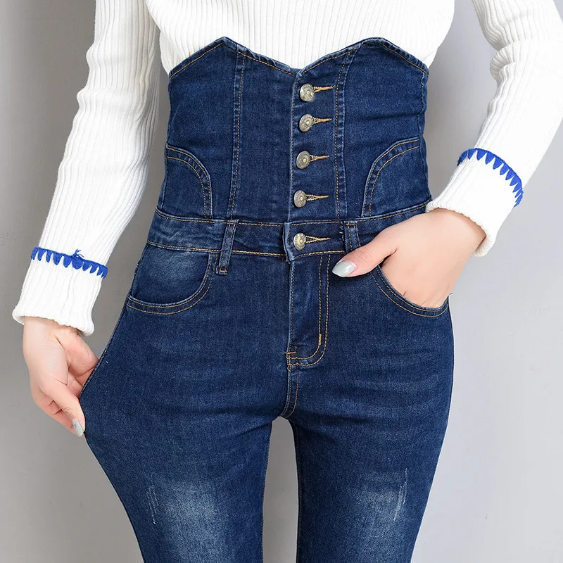 

2021 spring high waist new jeans waist slim belly women's jeans jeans manufacturers on behalf of