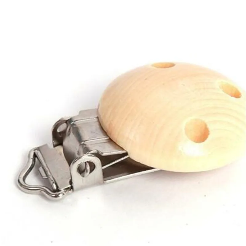 

Natural Wooden Three Hole Baby Solid Color Pacifier Clip Clasps Holders Accessories Safety Children Dummy Feeding Soother Clasp